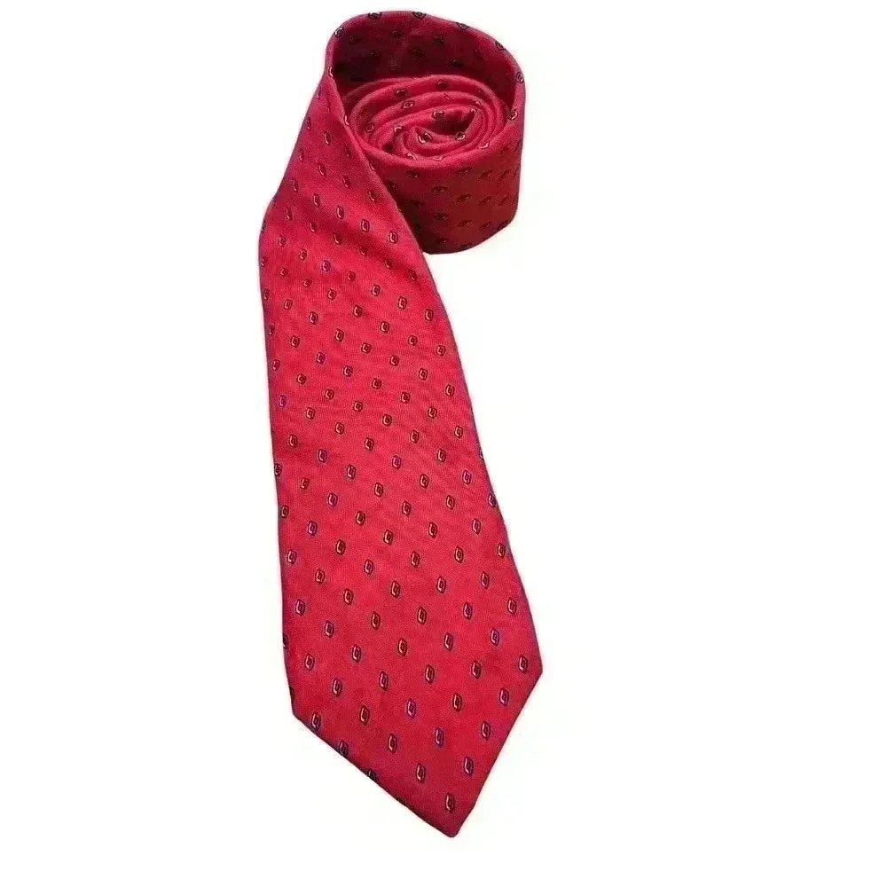 Vintage‎ Yves Saint Laurent YSL red pattern silk tie